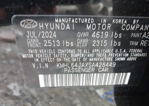 2025 Hyundai Sonata Sel z USA, uszkodzony, nr VIN KMHL64JAXSA428449